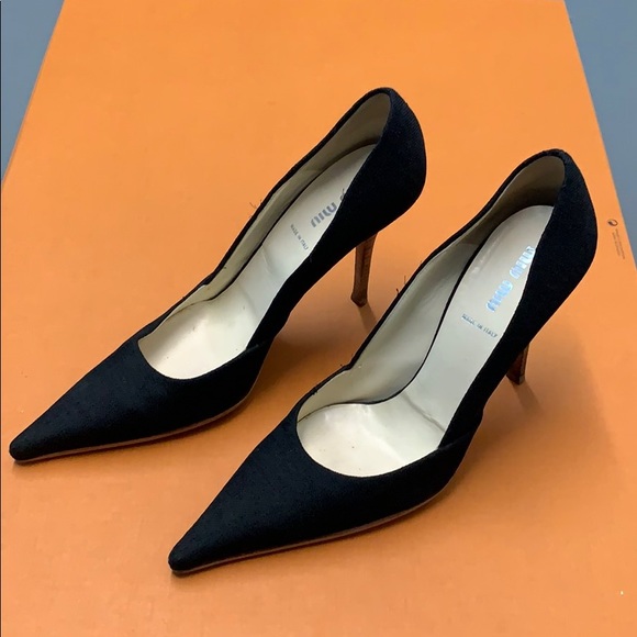 Miu Miu Black Canvas Heels - Picture 7 of 17
